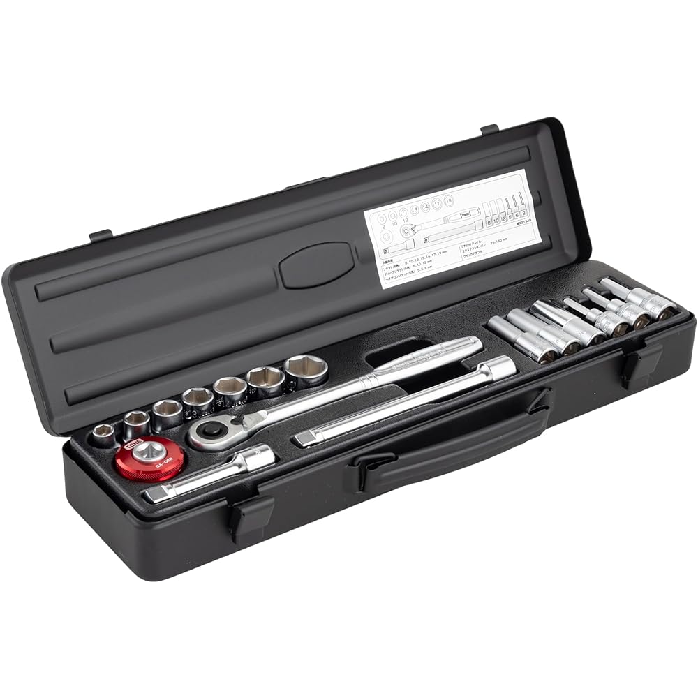 TONE Socket Wrench Set MX31340BK Drive 9.5mm (3/8") Black Contents 17 items