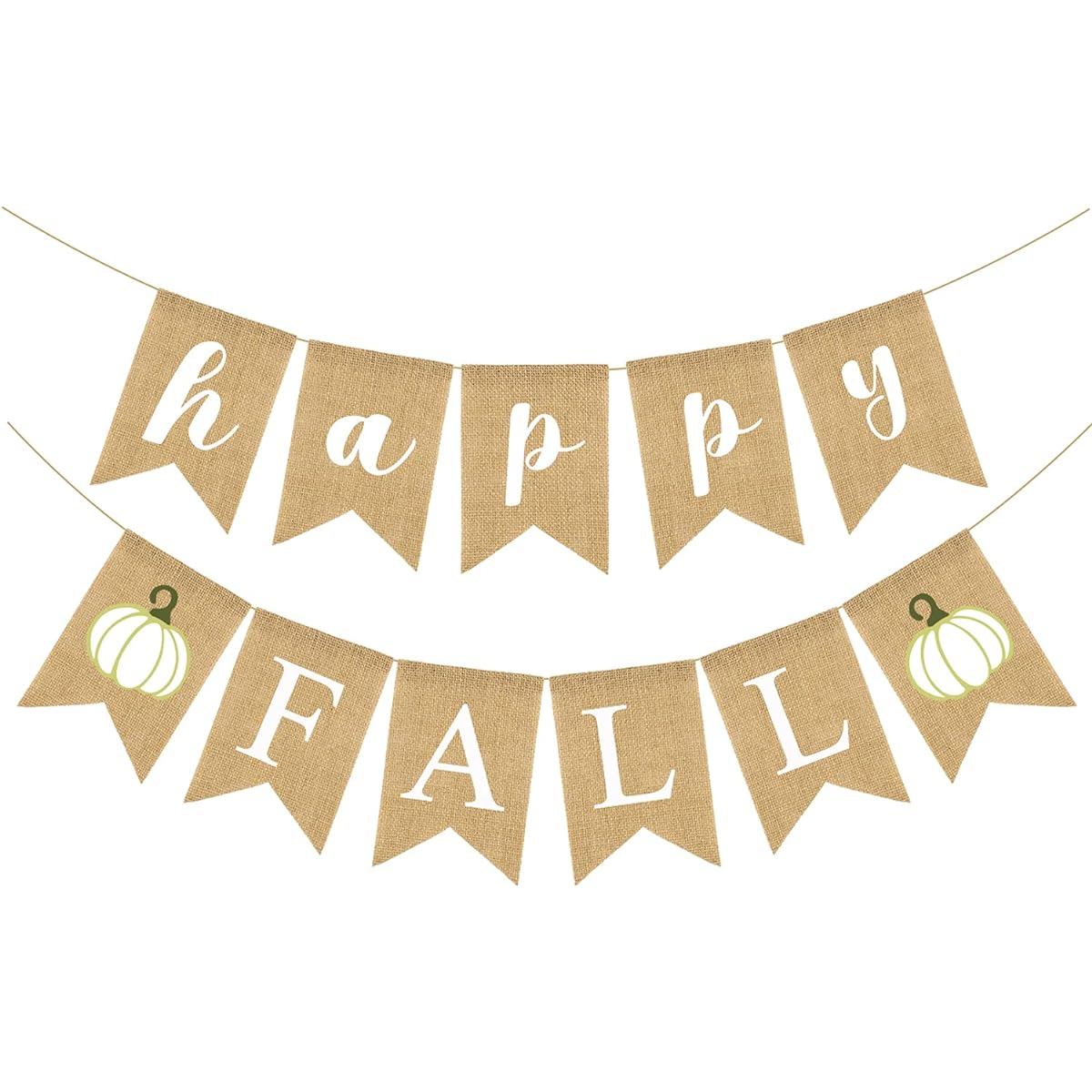 Cmaone Happy Fall Burlap Banner White Pumpkin Garland Harvest Home Decor Flag Banner Party Fireplace Thanksgiving Decor