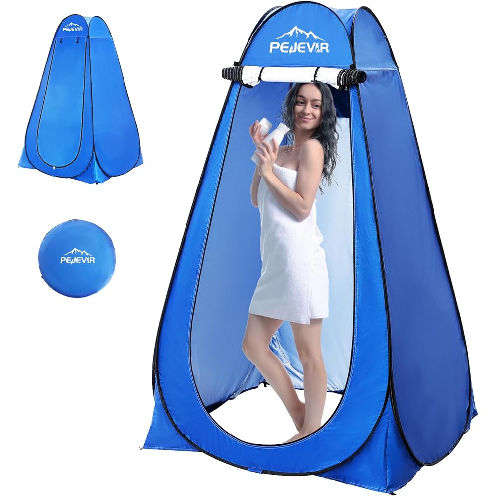 Pejevir Changing Tent, Foldable, Pop-up Tent, Easy to Set Up, 1 Gate, 2 Windows, Simple Shower Room, UV Protection, Windproof, Waterproof, Not Transparent, Outdoor Leisure, For 1-2 People, Ultra Lightweight, Portable, Simple Toilet, Disaster Prevention,