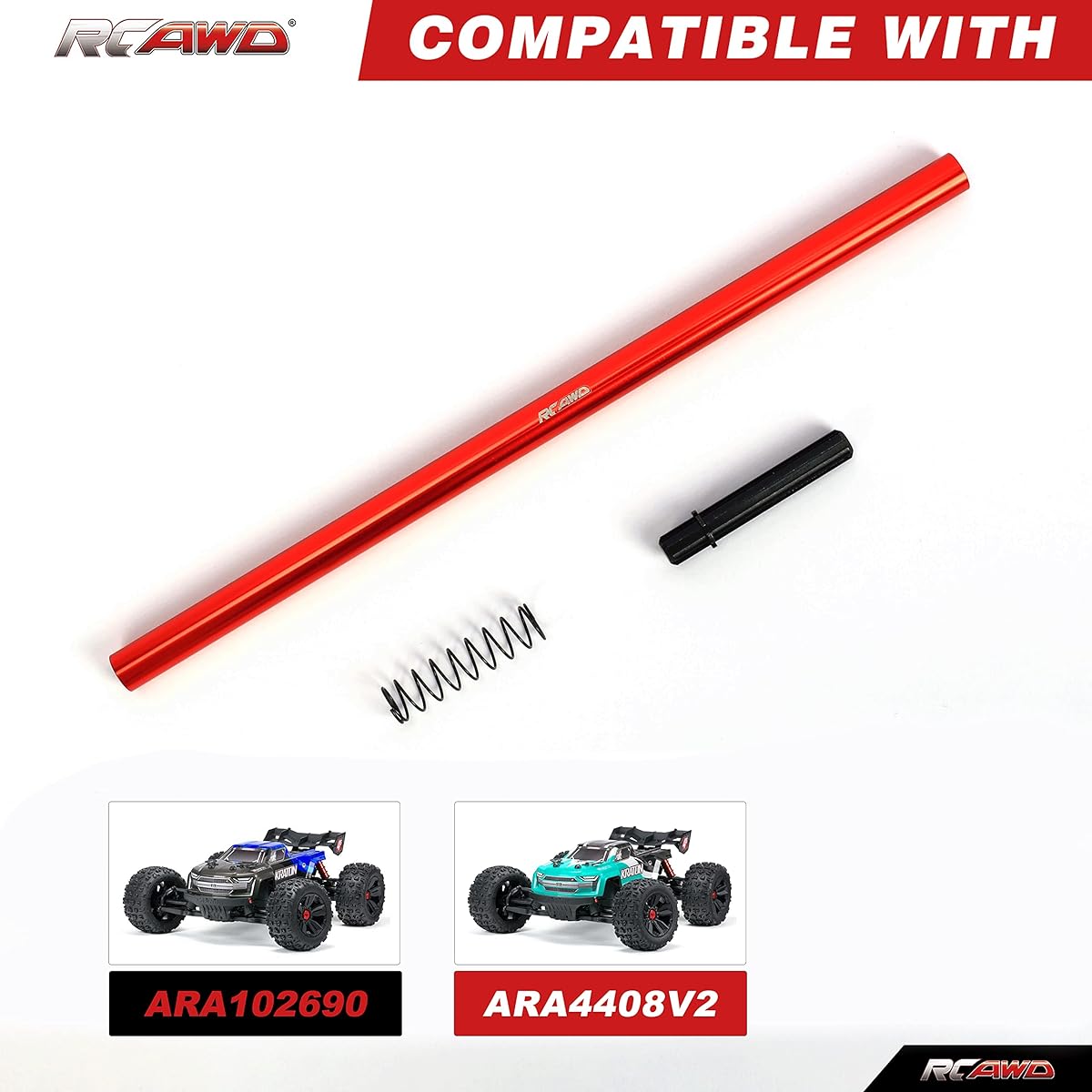 RCAWD KRATON 4S Center Drive Shaft 227mm Upgrade 1/10 ARRMA Aluminum Parts ARAC3955 Not for Outcast 4s Red