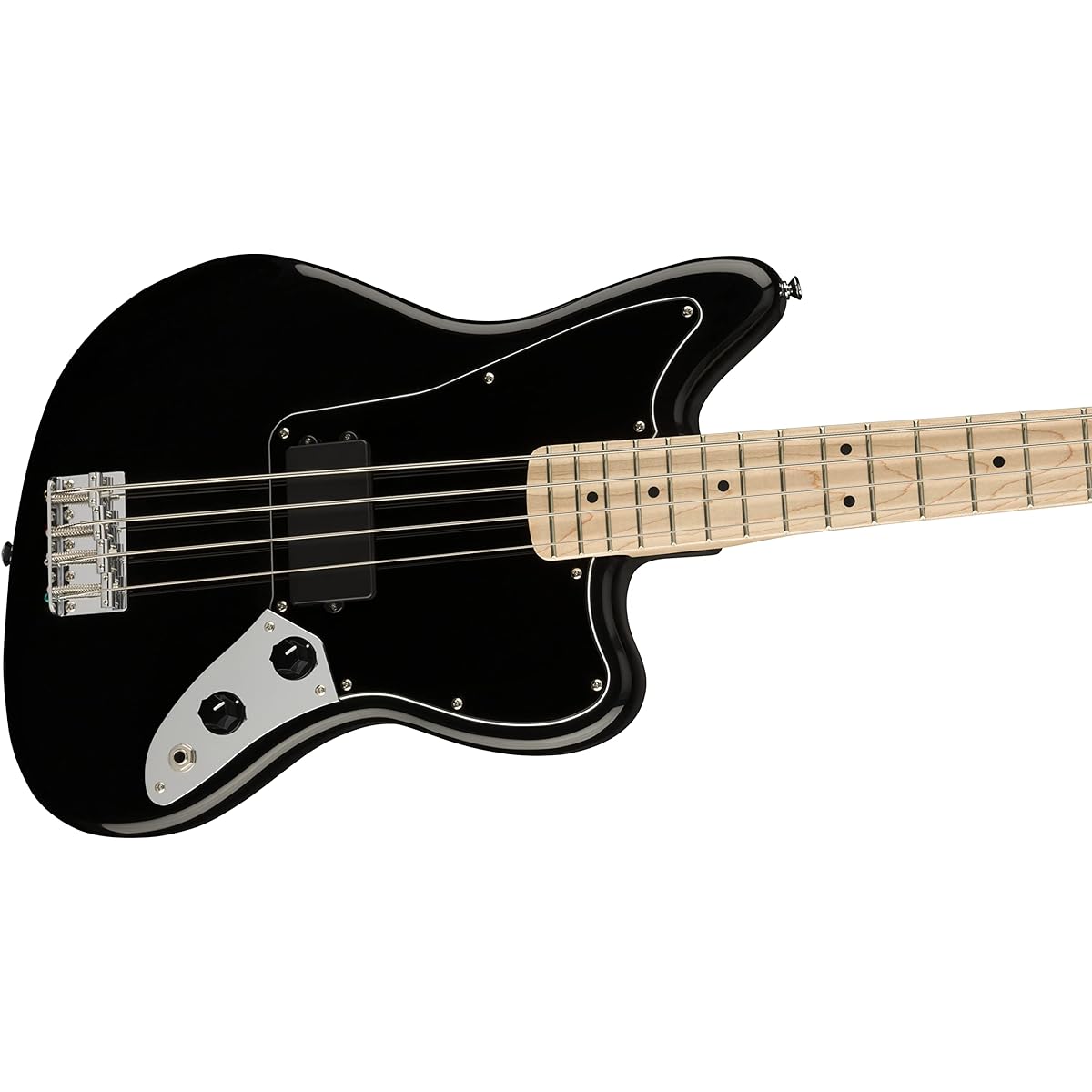 Squier by Fender Electric Bass Affinity Series Jaguar Bass H, Maple Fingerboard, Black Pickguard, Black BLK with soft case