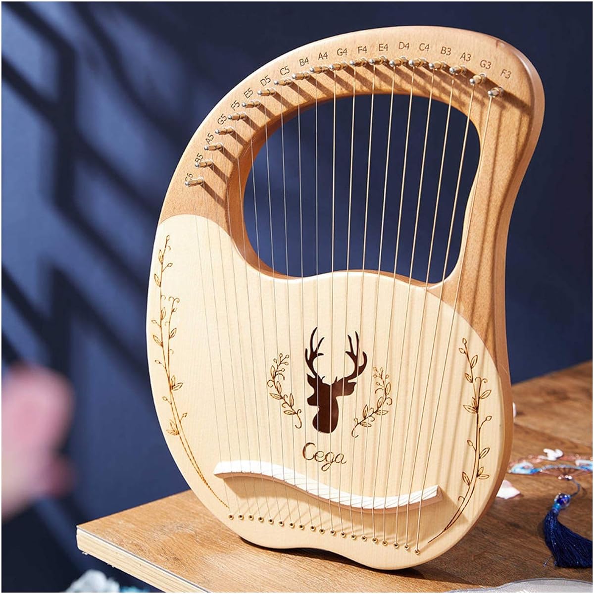 WowZza 19 String Wooden Xylophone Harp Instrument Harp Rhythm Beginner Wooden String Instrument