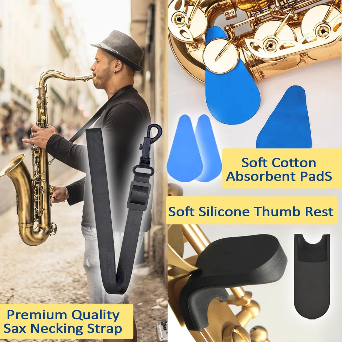 Saxophone saxophone cleaning kit, case, cork grease, cotton swabs, cleaning cloth, etc. Also compatible with wind and woodwind stratum clarinet flute cleaner maintenance kit