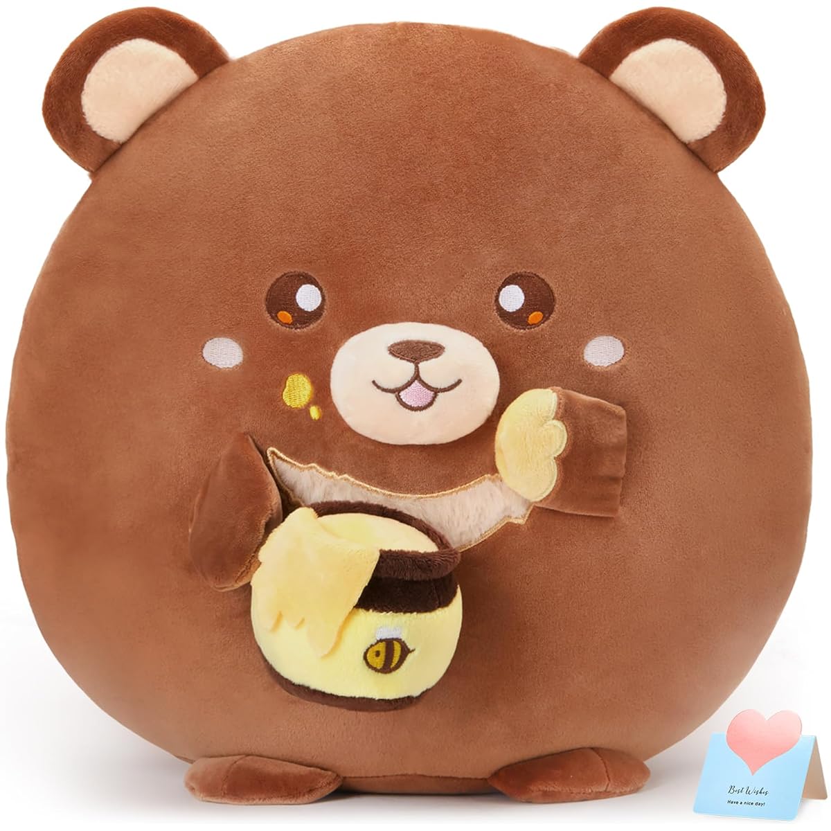 CozyWorld Bear Snuckles Plush Toy 12 Inch Teddy Bear Stuffed Animal Gift for Girlfriend/Kids Ultra Soft Stuffed Brown Bear with Honey Pot
