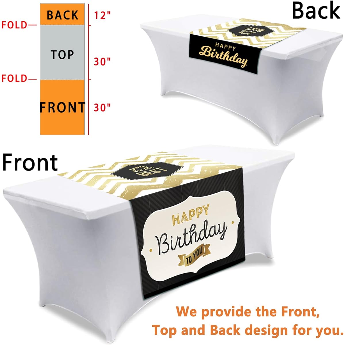 Custom Table Runner with Business Logo Text up to 36"x72" Personalized Logo Table Runner for Business Vendors Wedding Birthday 13"x72"