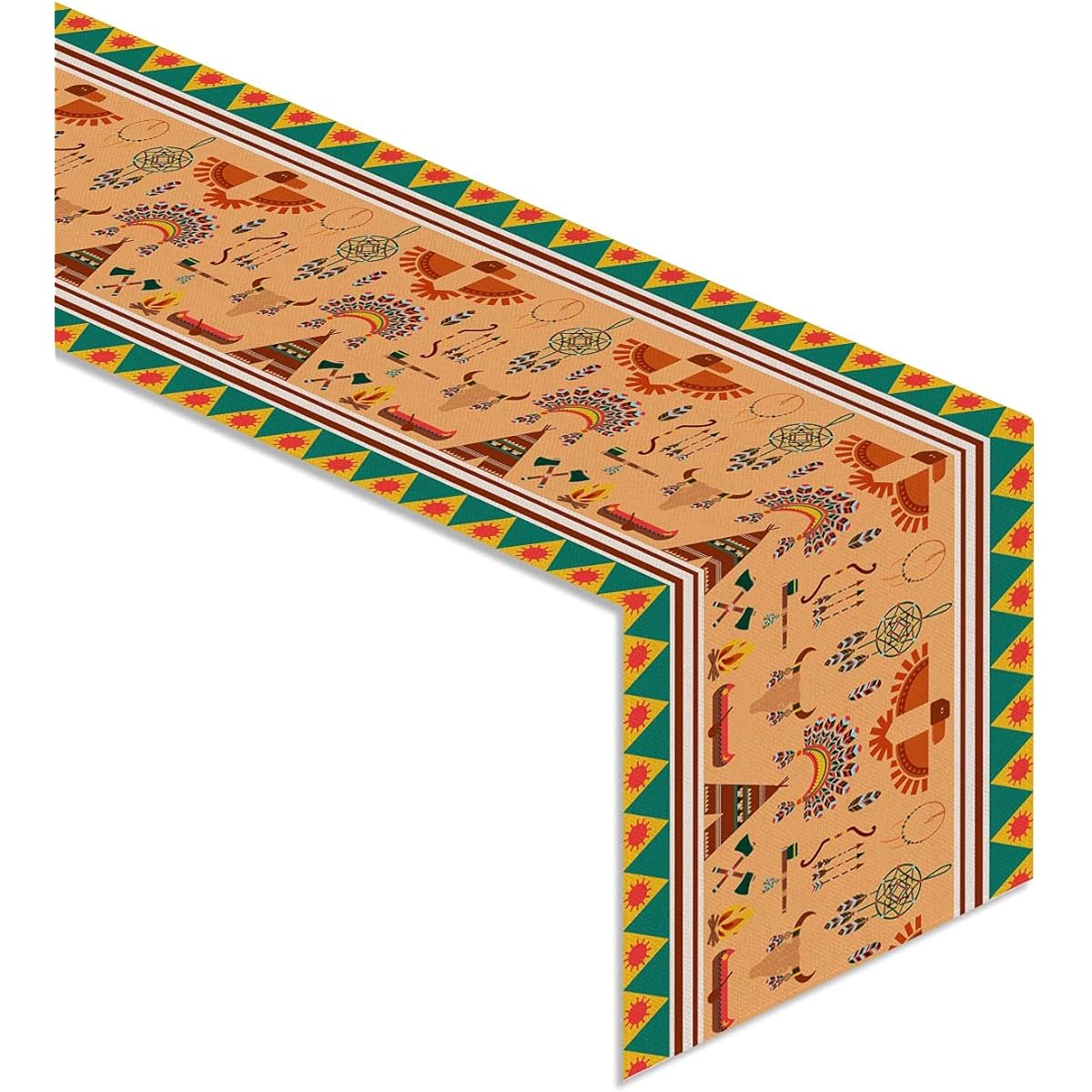 Rainlemon Linen Indian Table Runner Indigenous Peoples Day Native American Kitchen Dining Room Decor