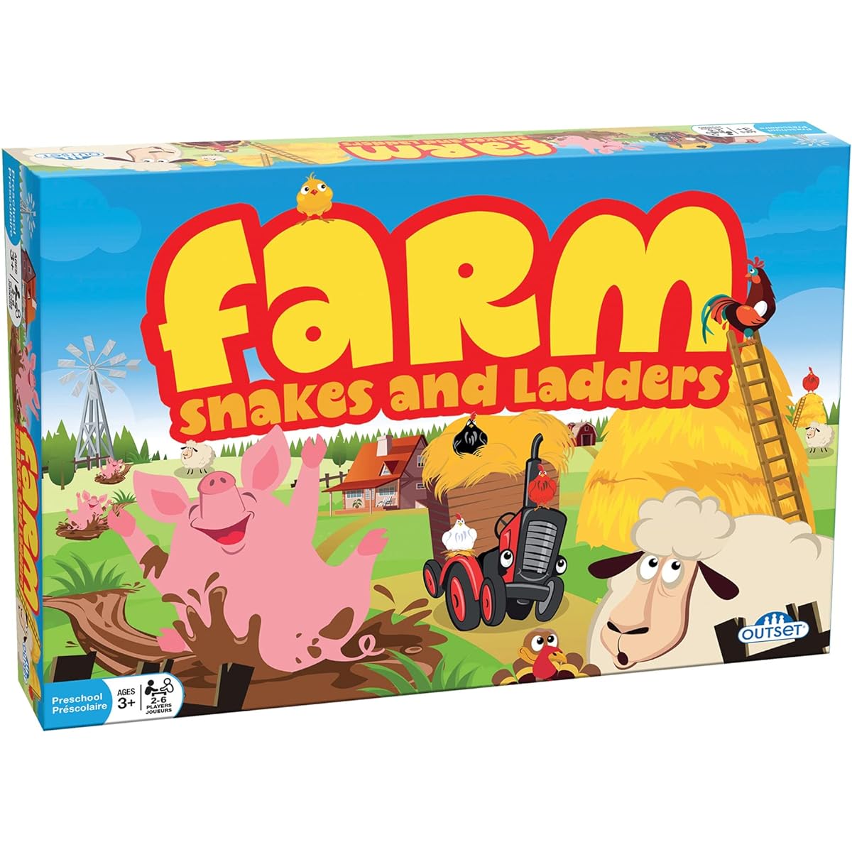 Farm: Snakes and Ladders - No Reading Required Preschool & Kids Board Game Develops Children's Social & Developmental Skills Outset Media For Ages 3+ For 2-6 Players