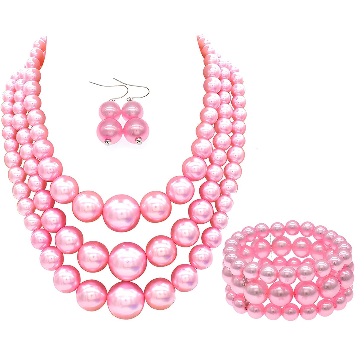 Big Pearl Necklace for Women, Chunky Pearl Necklace and Earrings Set, Large Pearl Costume Necklace, 1920s Pearl Necklace, Faux Pearls, Gatsby Accessories