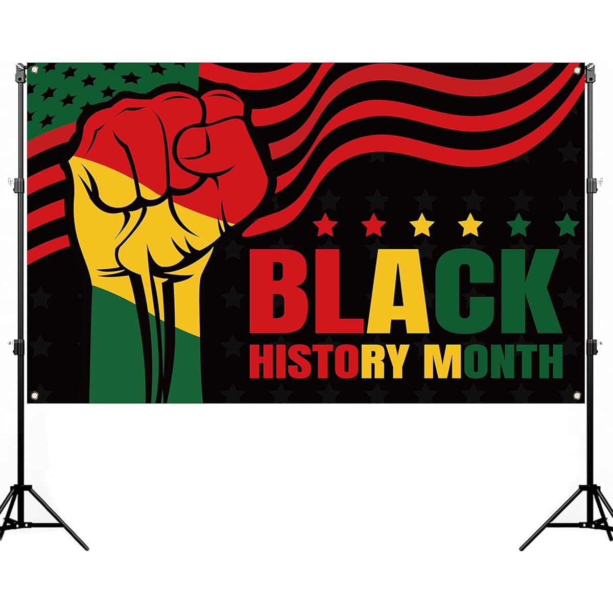Nepnuser Black History Month Photo Booth Backdrop African American Afro February Festival Party Decorations for Indoor Outdoor Wall Decor - 5.9x3.6ft