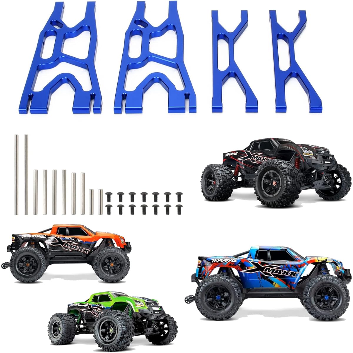 RCAWD Suspension Arm A-Arm Set Traxxas X-Maxx 1/5 1/6 Upgrade, Upper & Lower, Left & Right, Hop-up Parts #7729, #7730, #77086-4 Blue