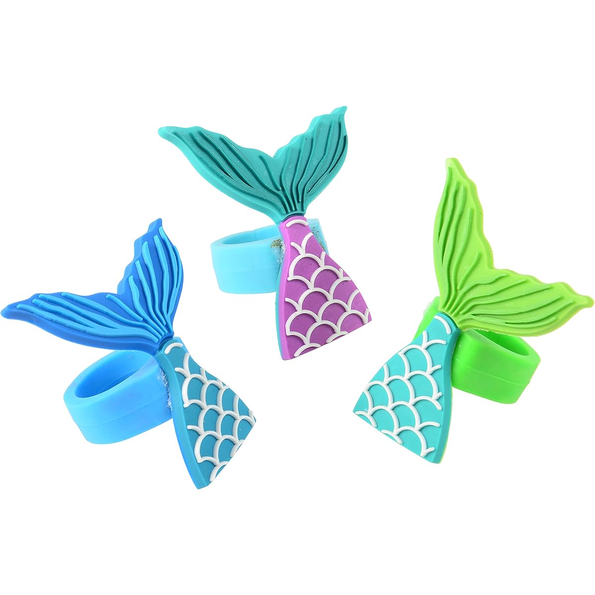 Mermaid Fishtail Rubber Ring Party Favor Toy - Set of 12