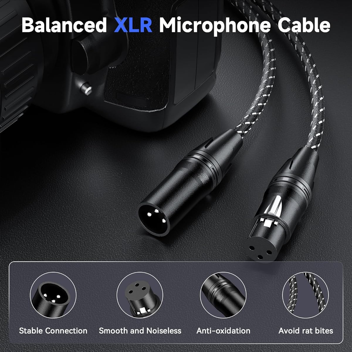 ROMIVO XLR Microphone Cable 3ft 1 Pack (10ft (2 Pack)