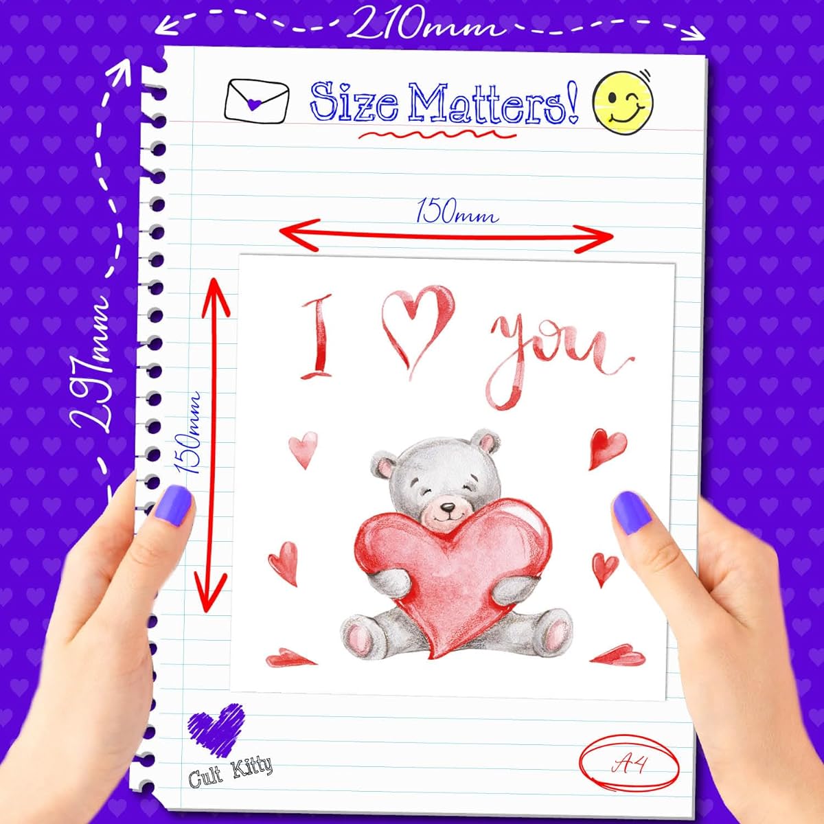 Cult Kitty - I Love You Bear - Birthday Cards for Her - Anniversary Cards - Birthday Cards for Daughter Birthday Cards for Son - Cute Cards for Friends and Family