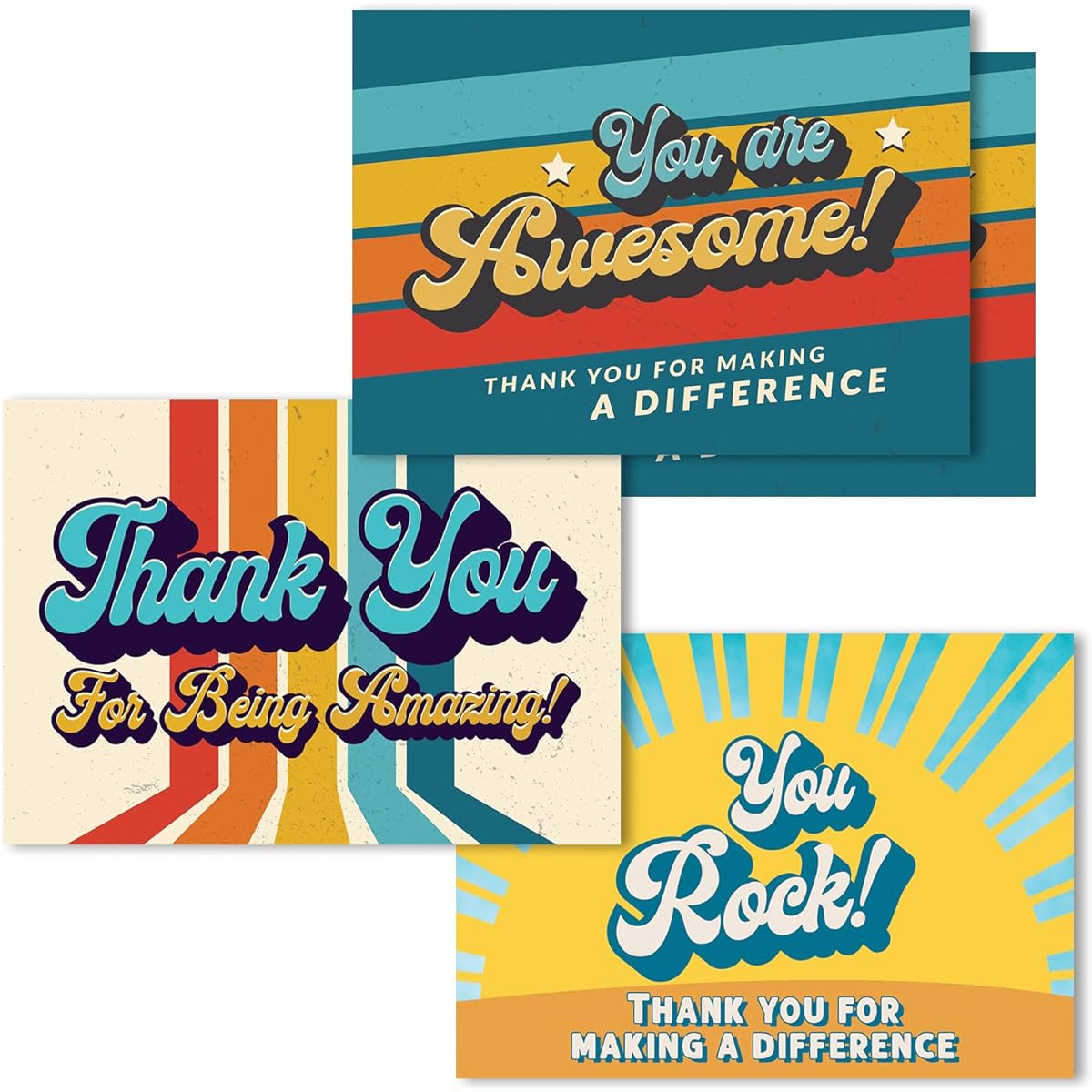 T MARIE 200 Thank You Postcards - Retro 4" x 6" Thank You Cards for Customer Service, Team, Employee Appreciation, Nurses, Teachers, Student Recognition