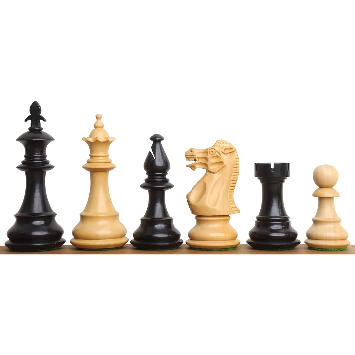RoyalChessMall - 3.7" British Staunton Weighted Chess Pieces Only Set - Ebonized Twill & Boxwood…