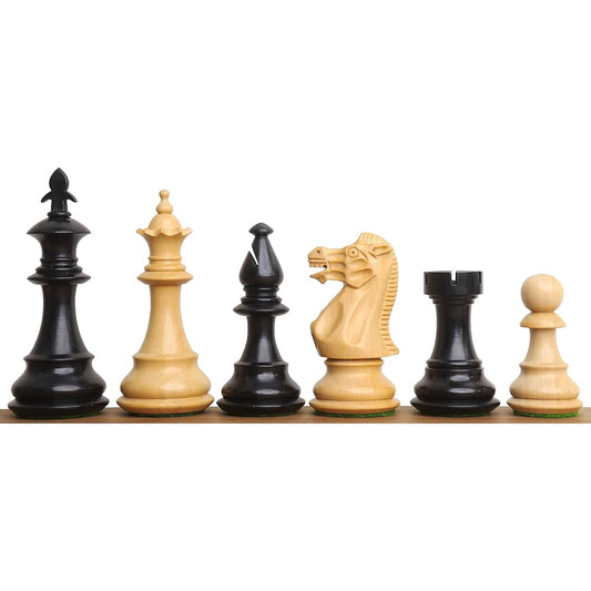 RoyalChessMall - 3.7" British Staunton Weighted Chess Pieces Only Set - Ebonized Twill & Boxwood…