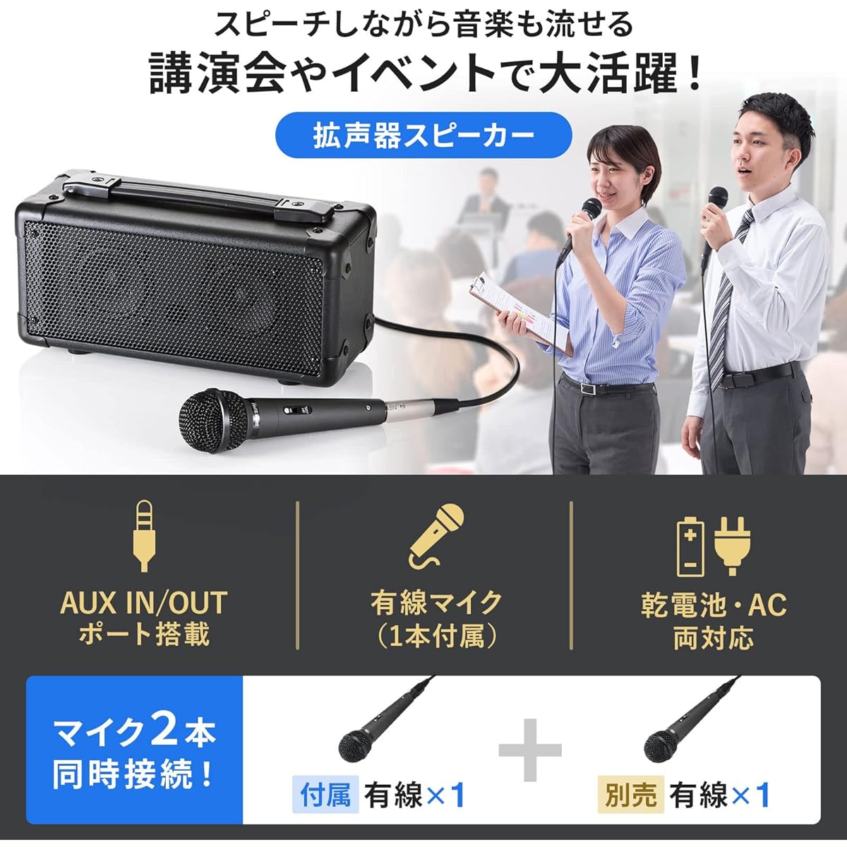 Sanwa Supply MM-SPAMPN loudspeaker with microphone, black