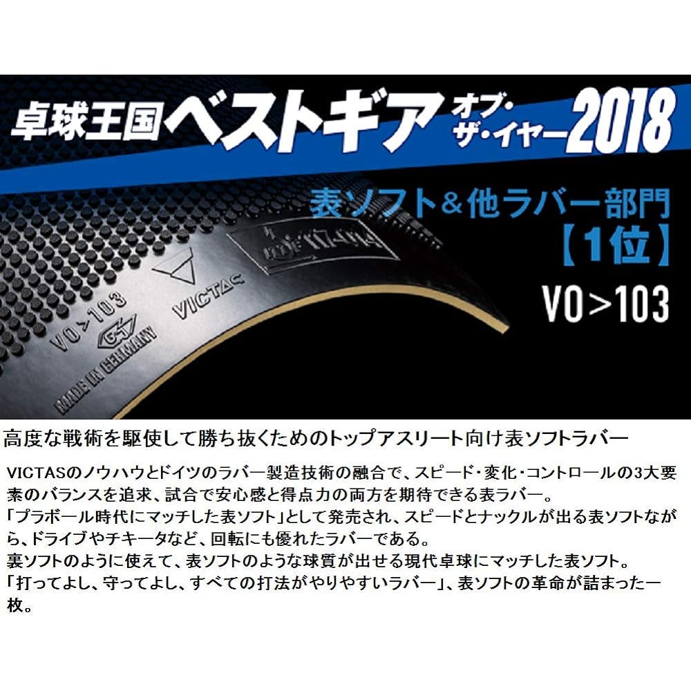 VICTAS Table Tennis Rubber VO>103 High Energy Tension Table Soft Red/Black 020242