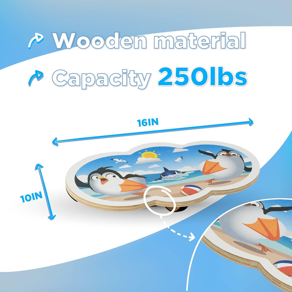 INFIDEZ Wooden Balance Board for Kids - Penguin