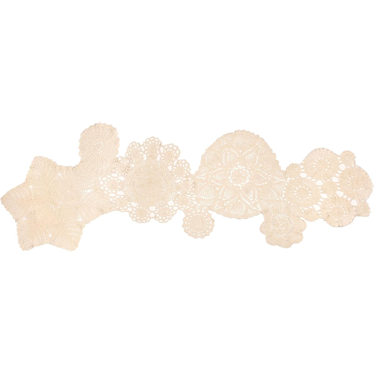 Heritage Lace Blue Ribbon Crochet Table Runner 14 x 50 inches Cream