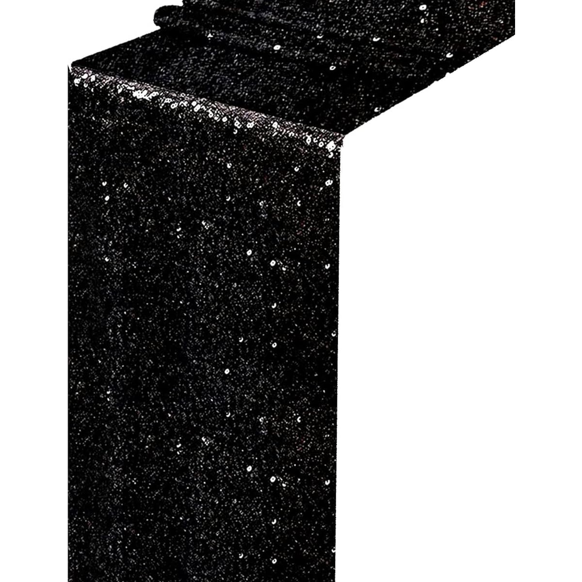 1 Piece Black Sequin Table Runner 12" x 70" Rectangle Round Sparkling Table Cover Decoration Event Party Supplies Fabric Decorations Holiday Wedding Birthday Back to School