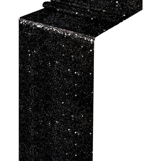 1 Piece Black Sequin Table Runner 12" x 70" Rectangle Round Sparkling Table Cover Decoration Event Party Supplies Fabric Decorations Holiday Wedding Birthday Back to School