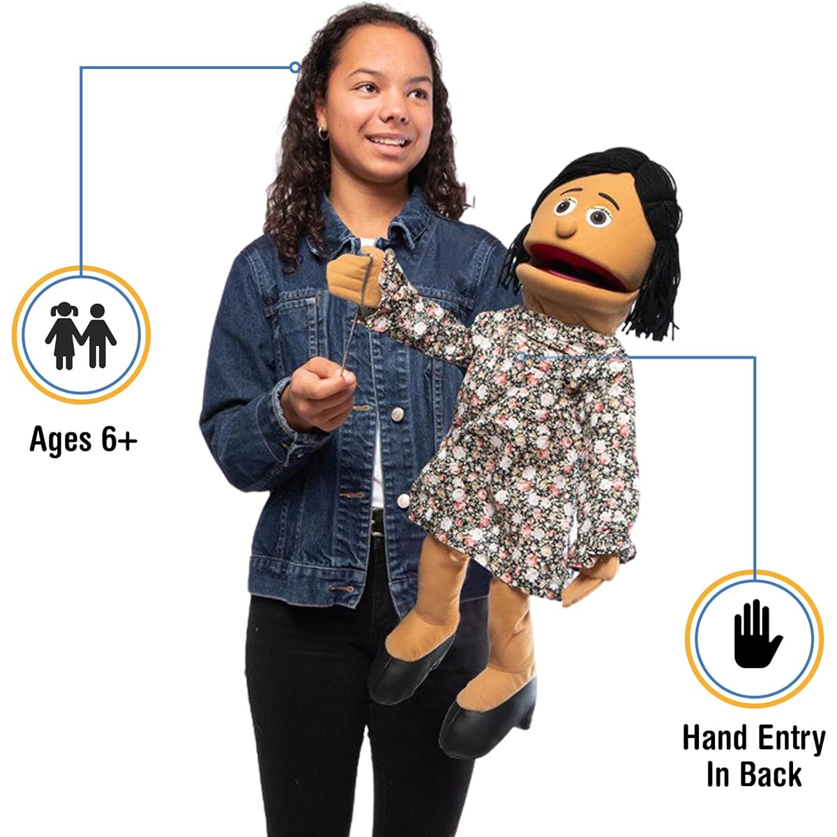 25" Maria, Hispanic Mom/Teacher, Full Body, Ventriloquist Style Puppet