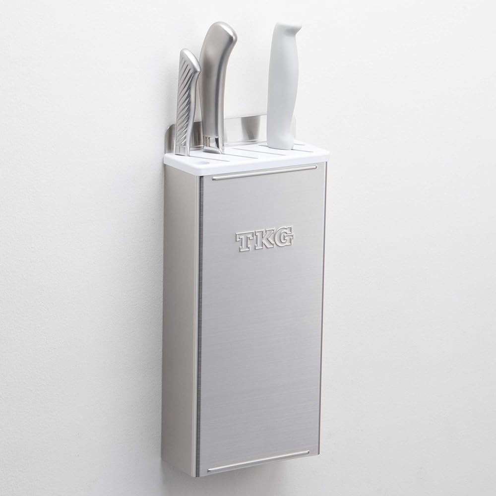 Endo Shoji Commercial TKG Color Knife Rack with Plastic Plate Small A Type Yellow Body 18-8 Lid ABS Resin Made in Japan AHU653