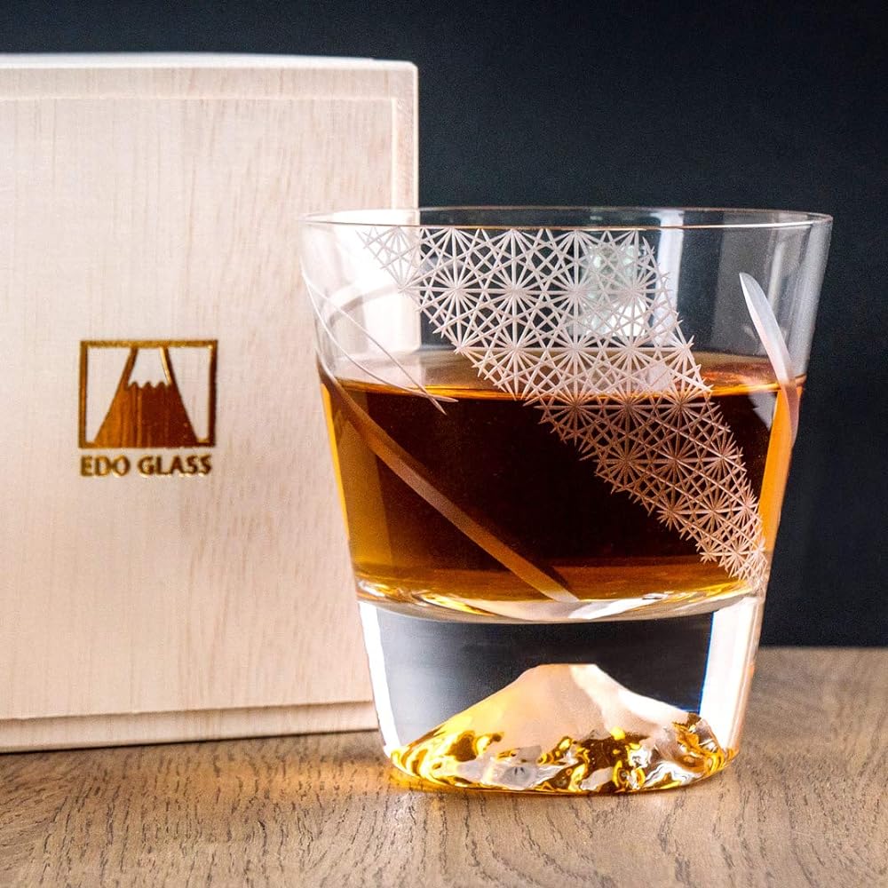 Tajima Glass Special Project Premium Glass Hayate Mt. Fuji Glass Kiriko Souvenir Grand Prix Edo Glass Kiriko Mt. Fuji Whiskey Glass Rocks Glass Sake Foreign Overseas Souvenir Celebration Gift Present Popular MADE IN JAPAN Souvenir Grand Prix In Paulownia