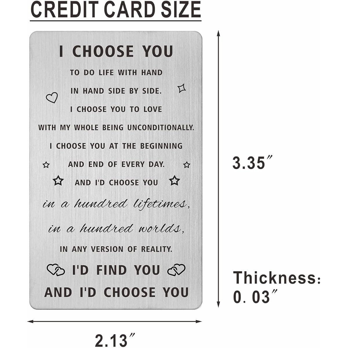 SOUSYOKYO I Choose You Gift Wallet Cards Romantic Marriage Quotes for Men Him Wedding Gifts for Groom from Bride, Valentine's Day Cards for Fiance