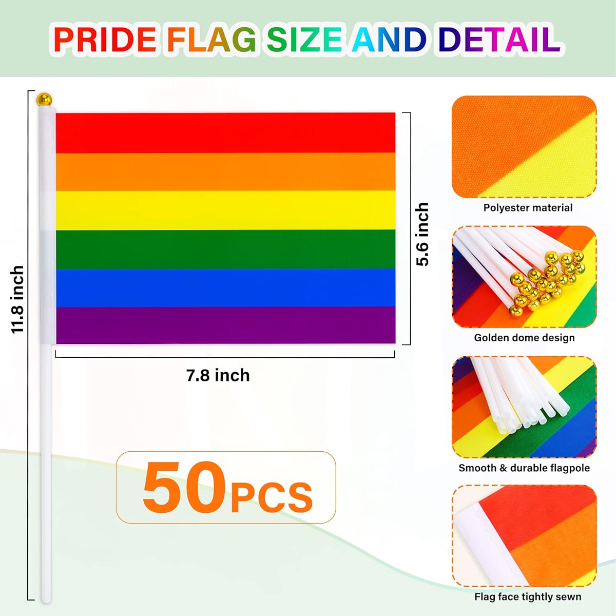 Pride Stuff Pride Flag Pride Bracelet Mini Handheld LGBTQ Rainbow Flag Pride Bracelet for Women Men Pride Flag Rubber Wristband Bulk Pride Accessories Set for Parade Party