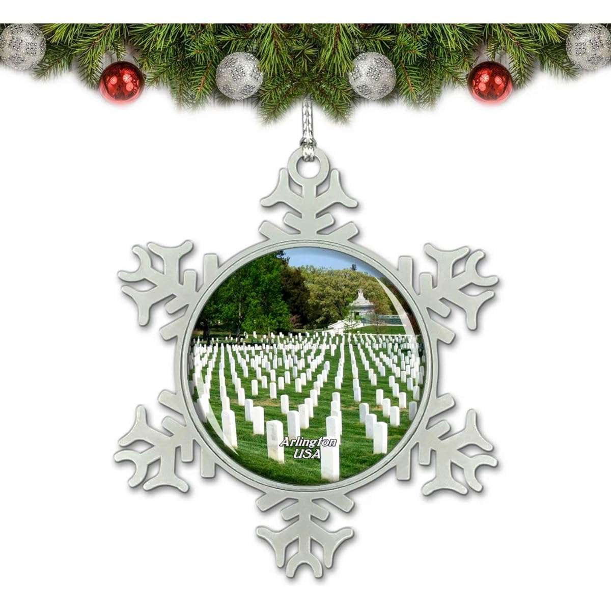 Umsufa USA Arlington National Cemetery Christmas Ornament Tree Decoration Crystal Metal Souvenir Gift