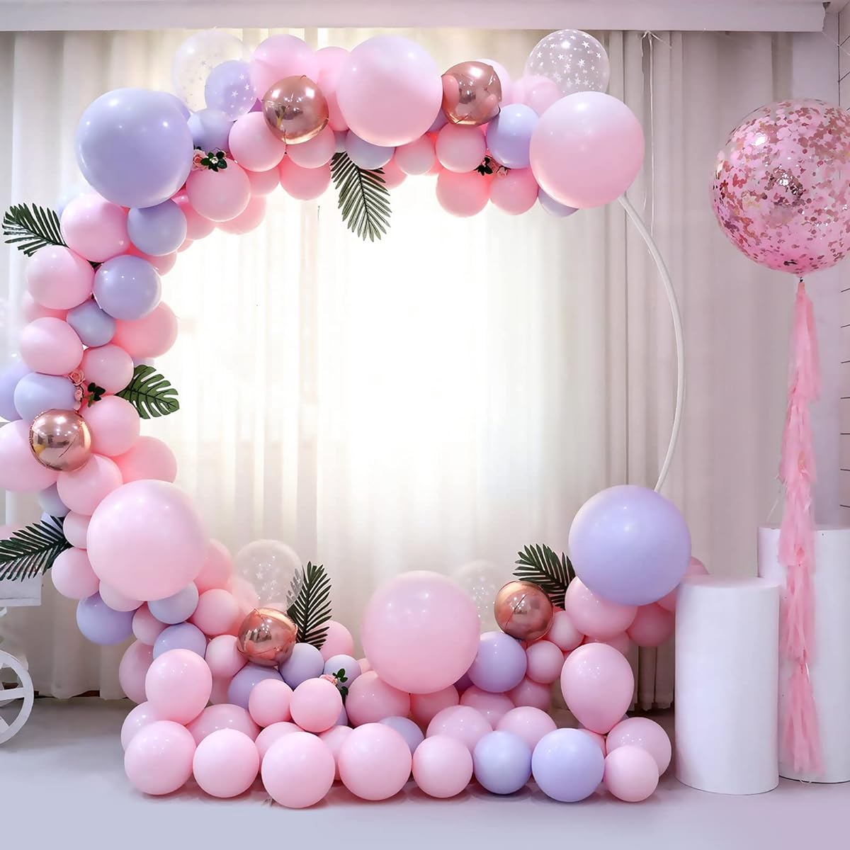 Round Balloon Arch Kit, 59" Reusable Round Backdrop Stand Kit with Balloon Tools, Perfect for Wedding, Birthday Party, Photo Backdrop, Baby Shower, Festival Decorations, Valentine's Day