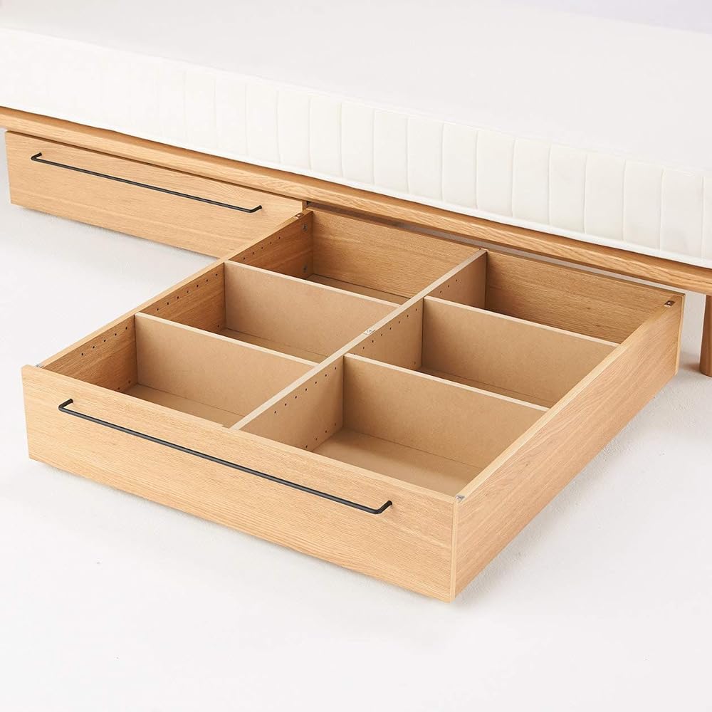 MUJI Storage under bed frame, large, oak wood, width 80 x depth 90.5 x height 19 cm 02554019