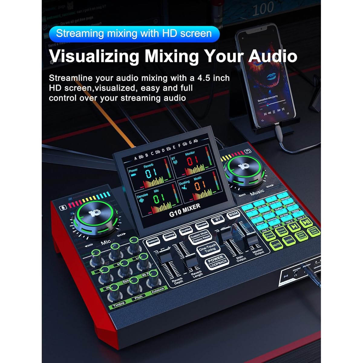 tenlamp live sound card for podcast live streaming sing with phantom power