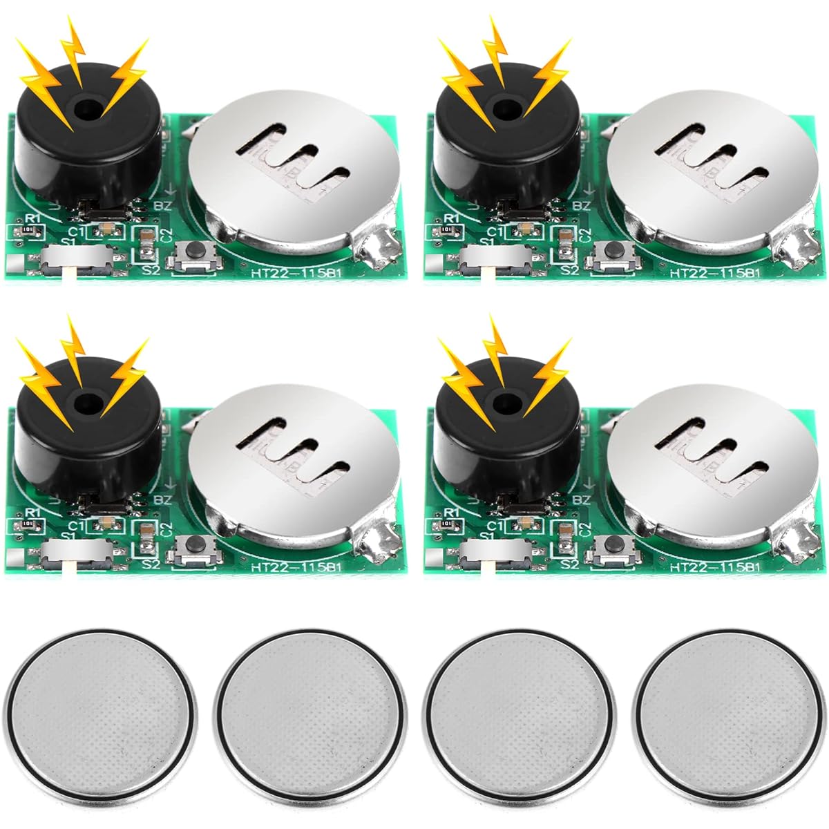 4 Pieces Random Noise Maker Prank for Adults Annoying PCB Prank Device Prank Supplies Annoying Mini PCB Make Beeps Small Size and Long Battery Life Start Pranks at Party Office Home