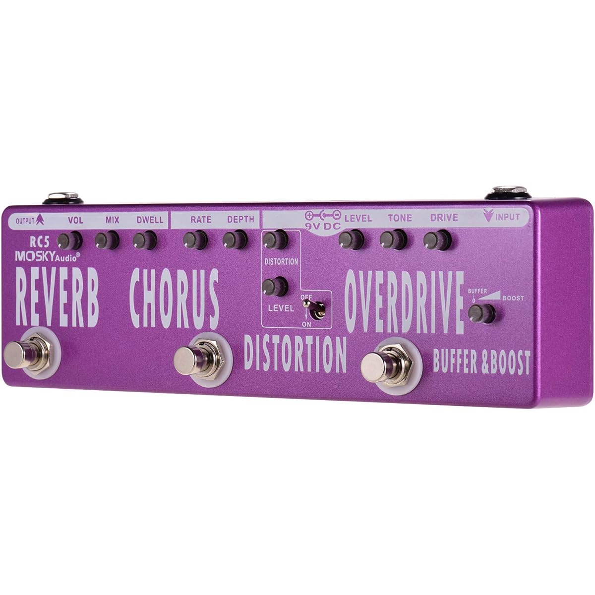 MOSKYAudio Multifunctional Guitar Effect Pedal 6 Effect Pedal 1 Unit Buffer + Booster + Overdrive + Distortion + Chorus + Reverb Effect (RC5)