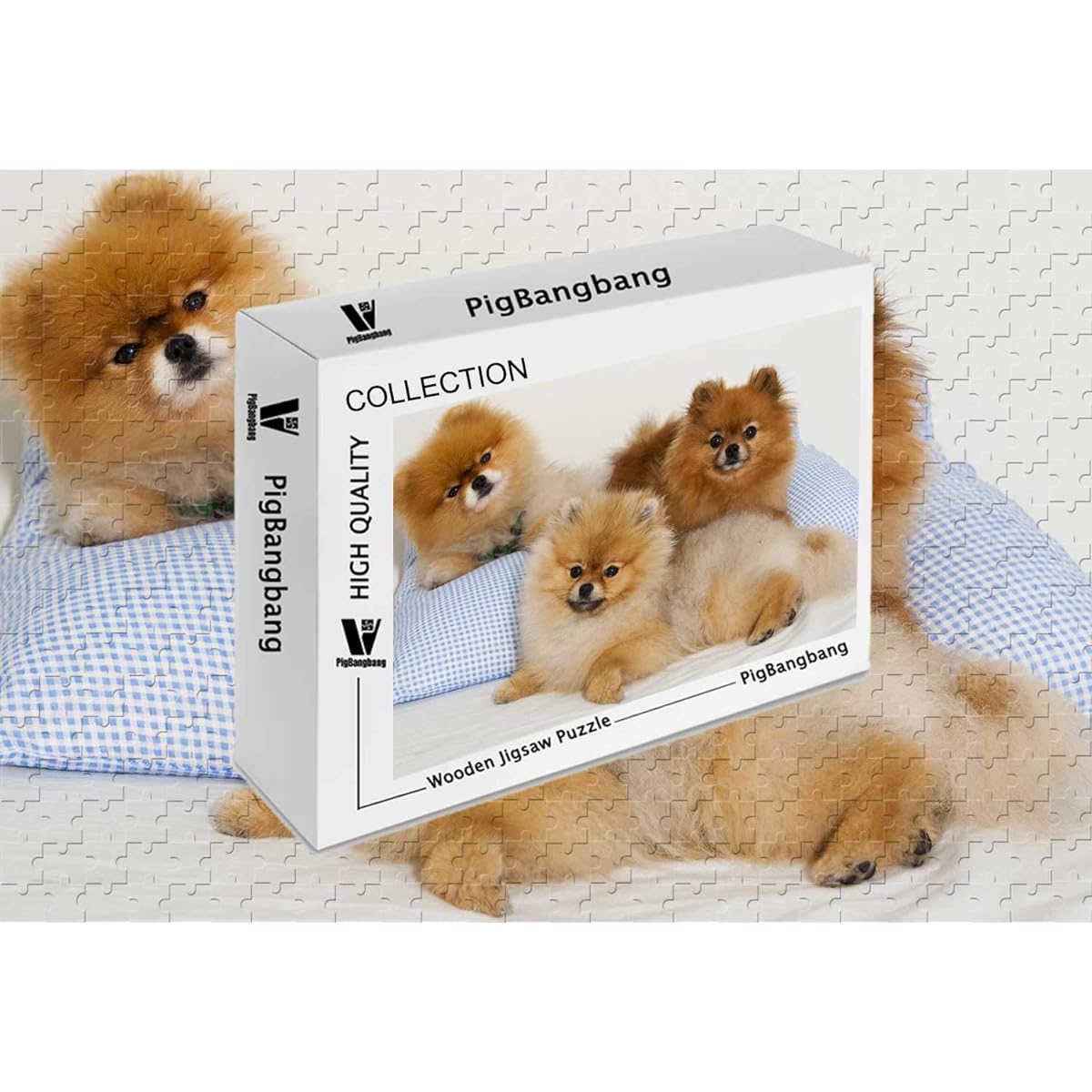 PigBangbang Photo Mosaic Basswood Boxed Animals Pomeranian 500 Piece Jigsaw Puzzle (20.6 x 15.1 Inches)