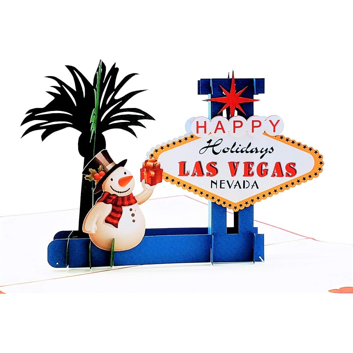 iGifts and Cards Las Vegas Christmas 3D Pop Up Greeting Card - Happy Holidays, Feliz Navidad, Snowman, Festive, Unique, Vacation, Unusual, Joy