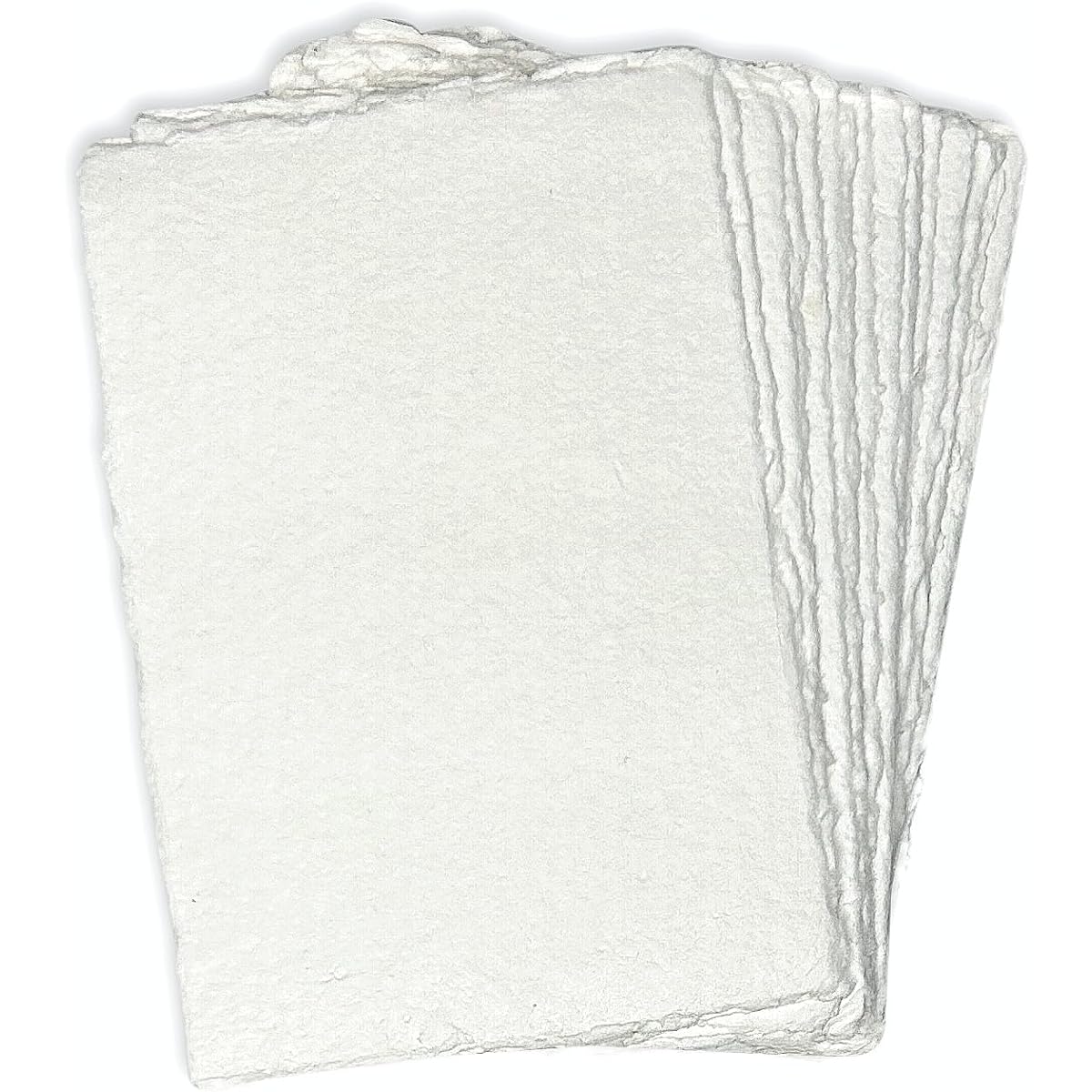 Thick Handcrafted A6 Size Watercolor Paper with Deck Edge - 300GSM - Premium White Cold Pressed Textured Mixed Media Paper Made of Recycled Cotton - 15 Loose Leaf Sheets - 4x6 Inches