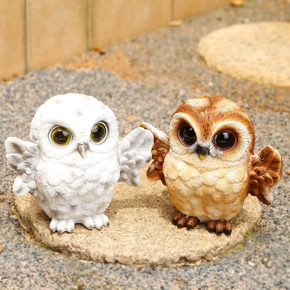 [Devalier] mo05 Owl Figurine Owl Resin Gift Birthday Present Perfect Present (Owl BW)