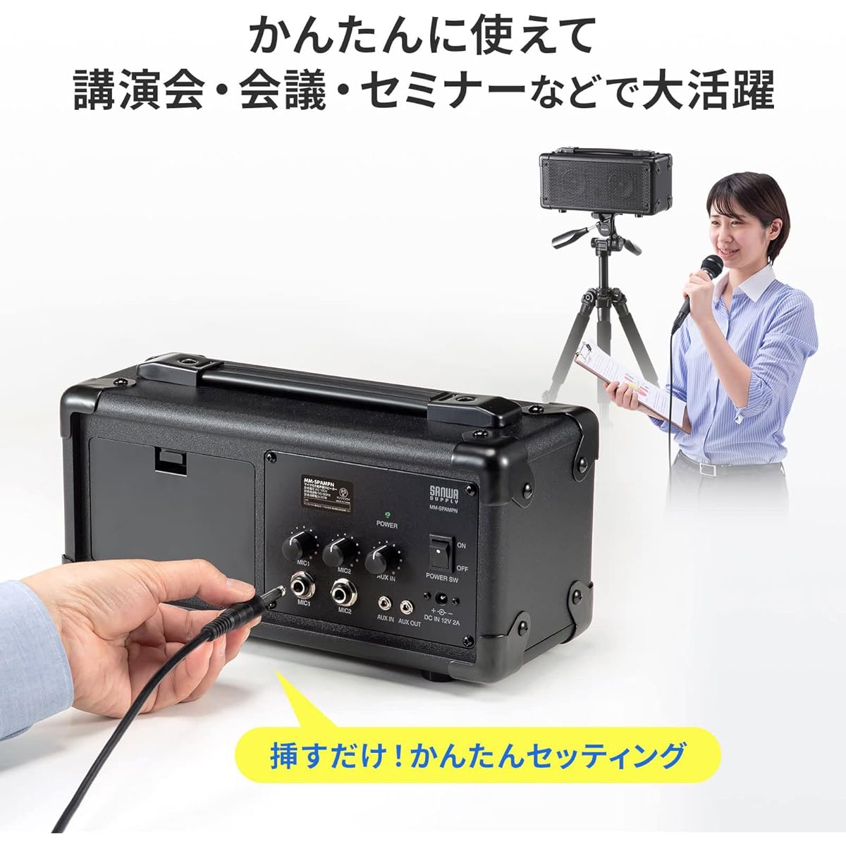 Sanwa Supply MM-SPAMPN loudspeaker with microphone, black