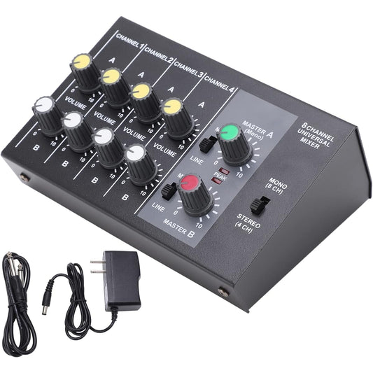 8 Channel Input Mono Audio Mixer Stereo Line Mixer Soundboard Console Desk System Music