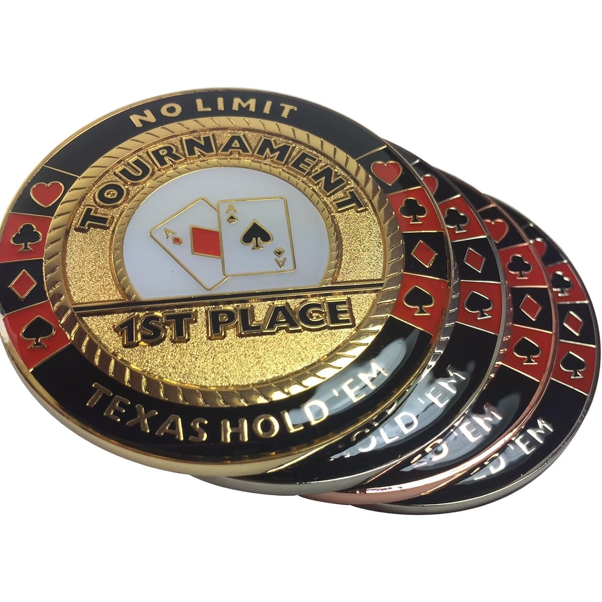 4 Coin Poker Weight Trophy Set - 1st, 2nd, 3rd, & 1st Out
