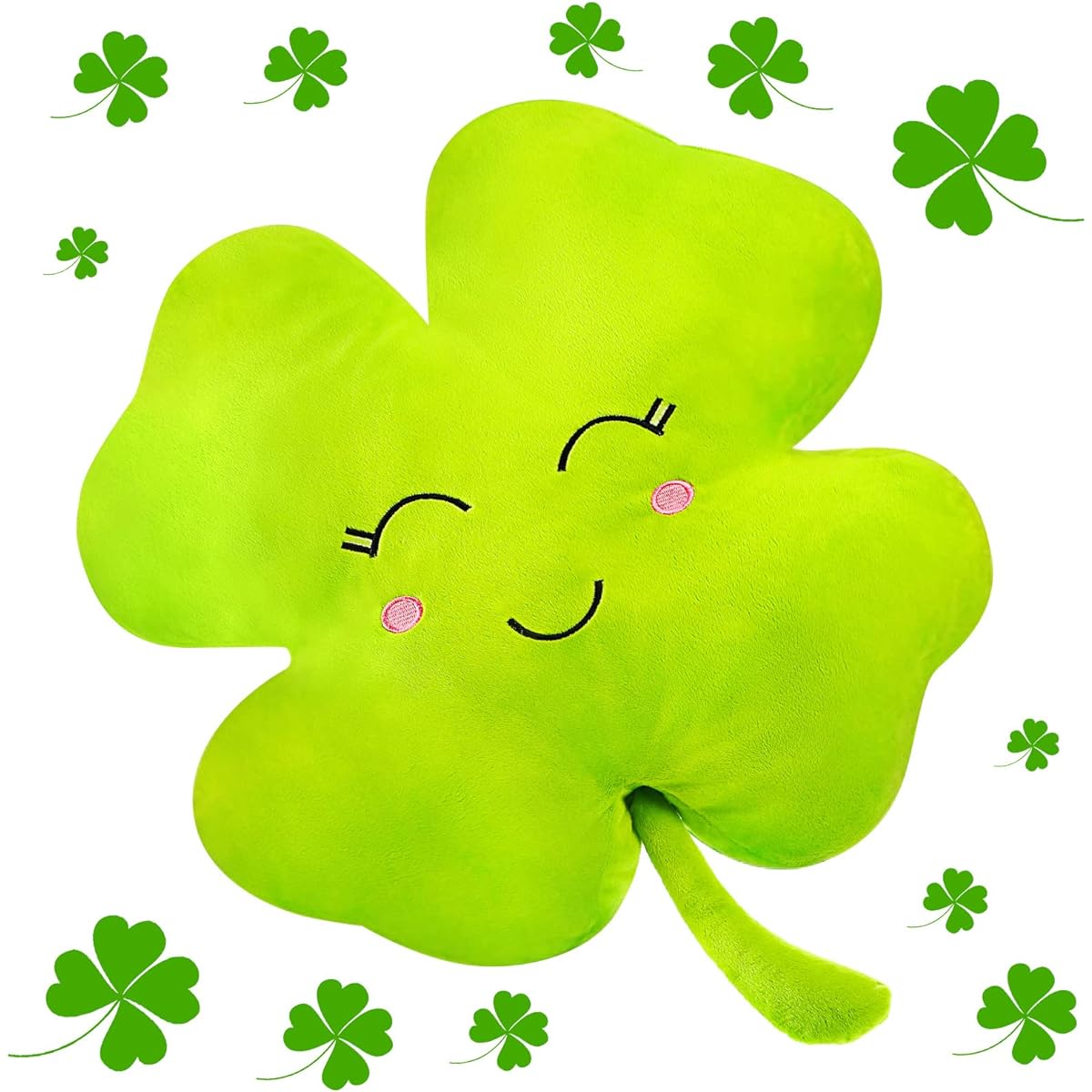 Plush Soft Four Leaf Clover Stuffed Animal 18 Inch Cuddly Cute Sofa Chair Decor Large Decorative Body Pillow Sofa Cushion Pillow for Friends Birthday Party Car Office Bedroom Decor