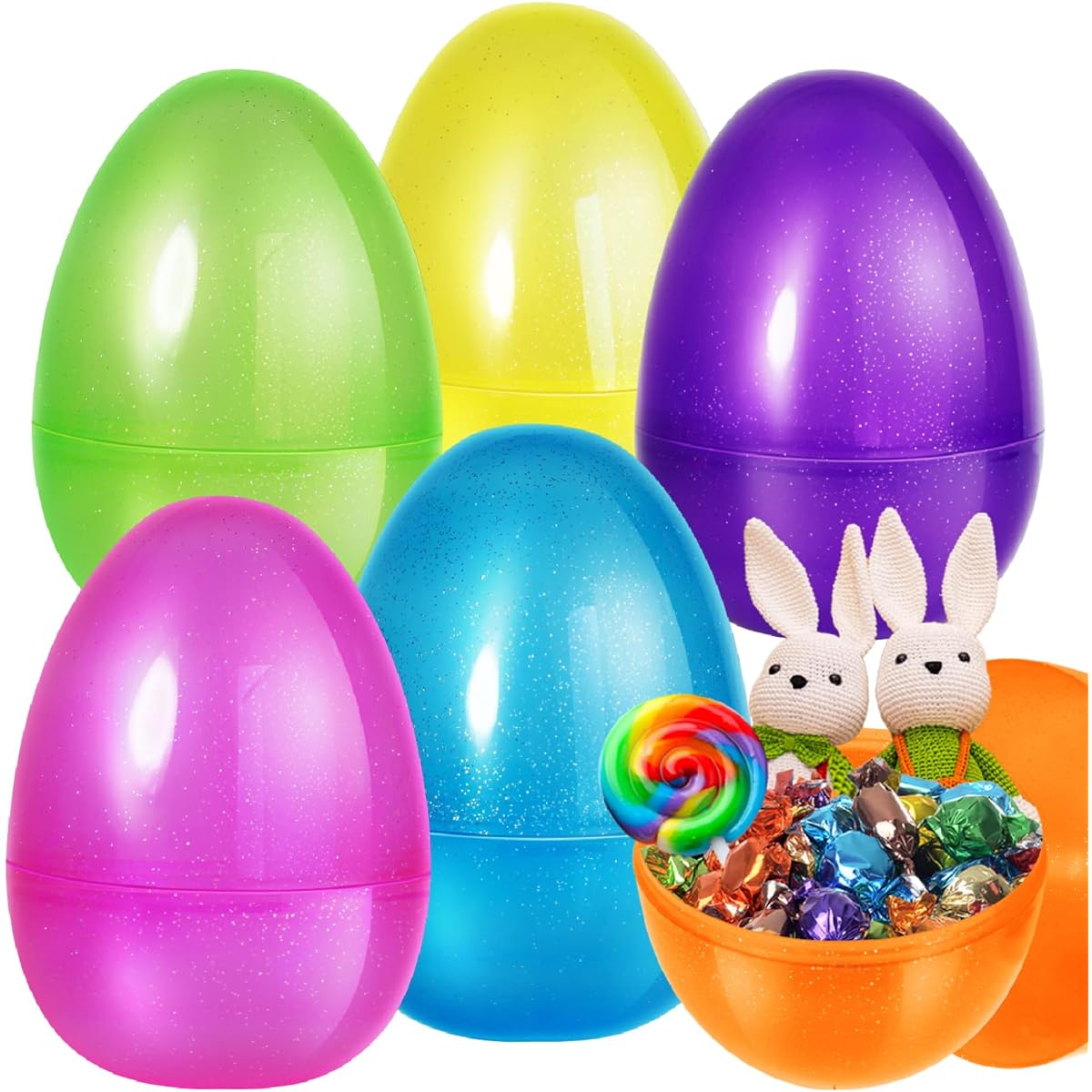 Shemira 12 Jumbo Easter Eggs Fillable 10 Inch