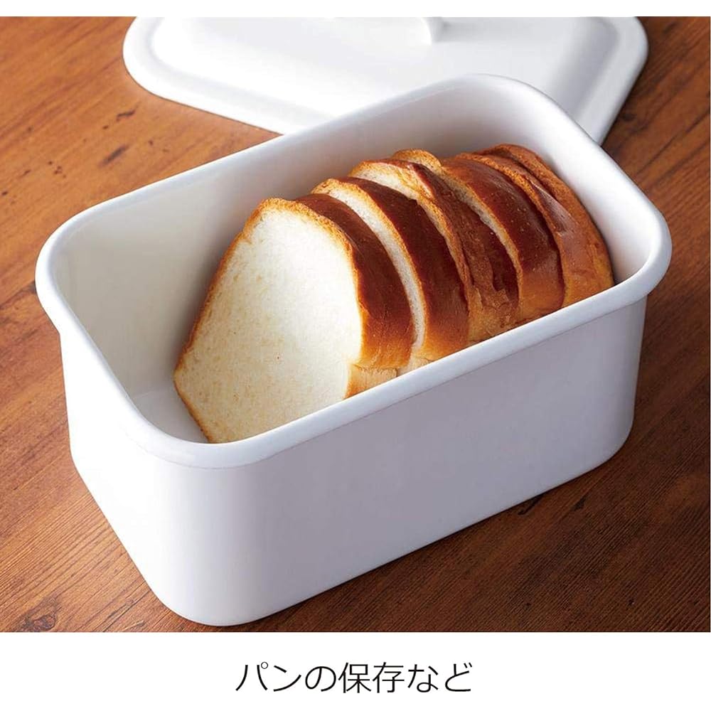 Nichi Nichi Tools Noda Enamel Storage Container Rectangle Canister Rice 2kg Bread Case Made in Japan White