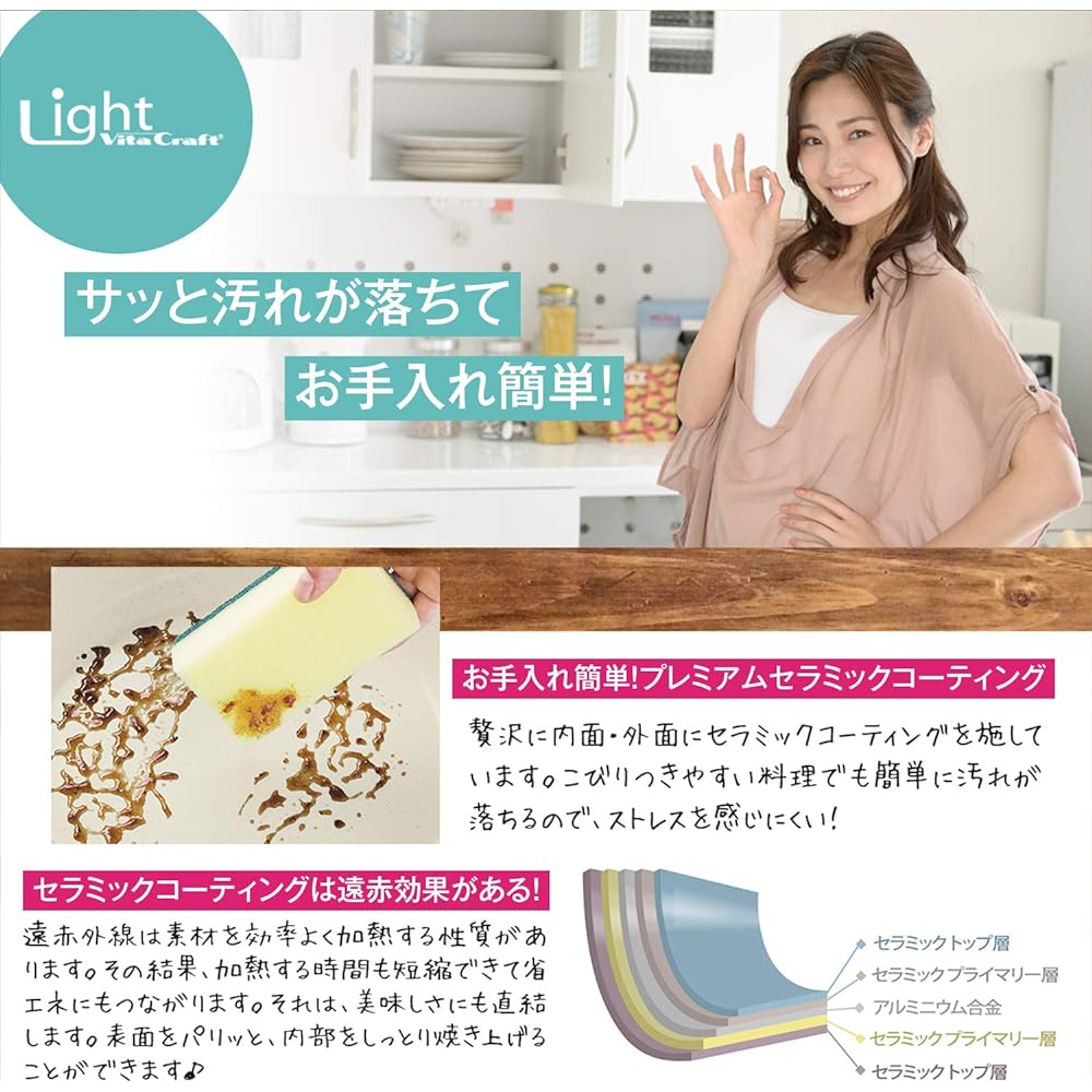 Vitacraft Light Frying Pan 20cm Pink No.1011