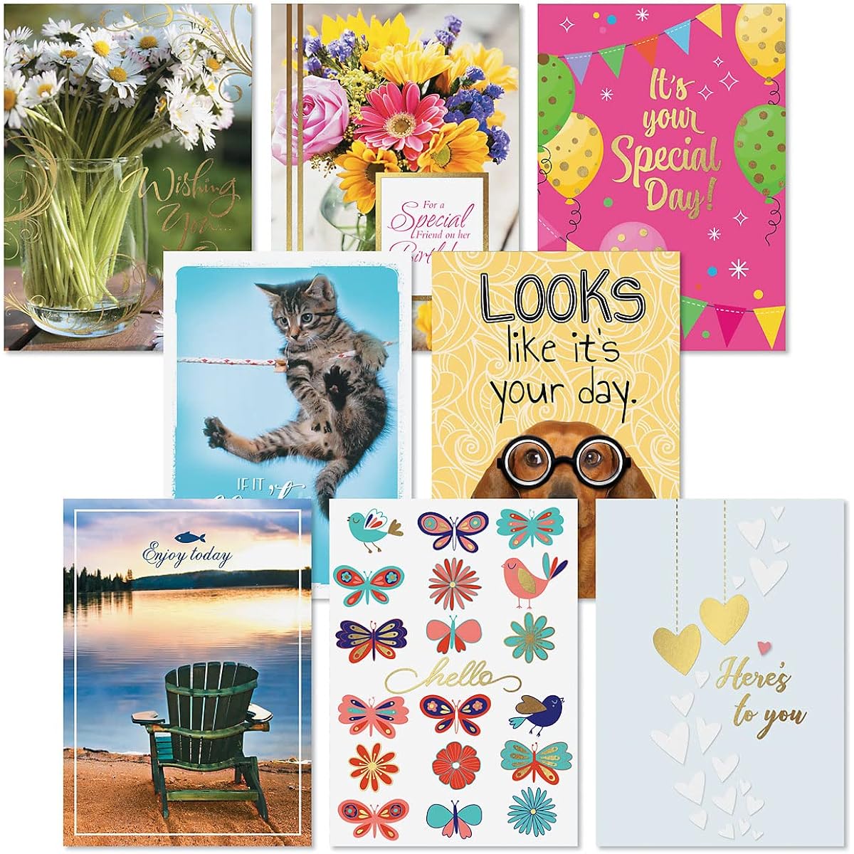 Blue Greeting Card Organizer Box with 48 All Occasion Cards - 5" x 7" Cards and 7.5" x 10" x 5.25" Box