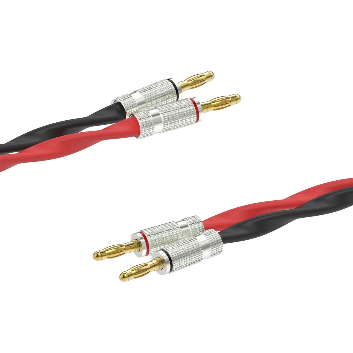 ChromaLeaf Canare 4S11 Professional Audio Speaker Cable Premium Gold Plated Banana Plug Black TechFlex 6ft Made in the USA